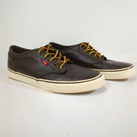 Vans Men's Brown Leather Skateboarding Shoe , Size 12 - Picture 1 of 7